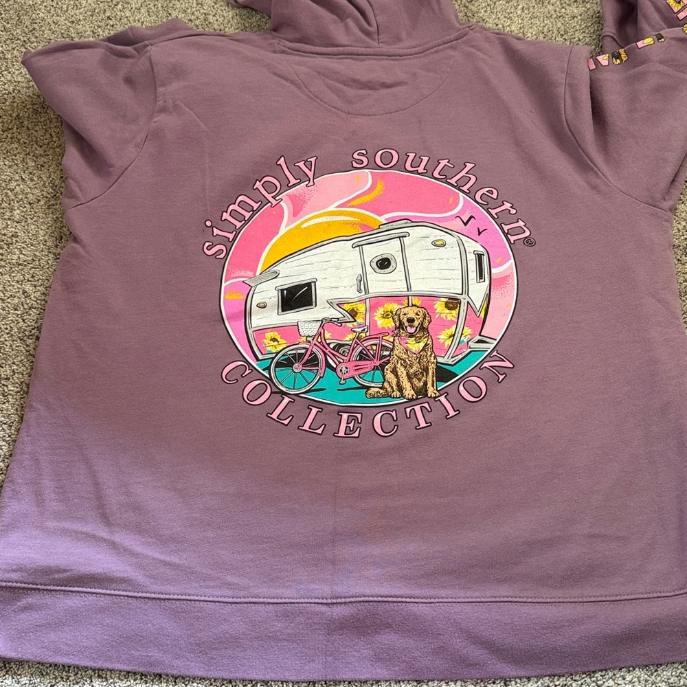 Simply southern purple sunflower hoodie size large - Picture 4 of 5